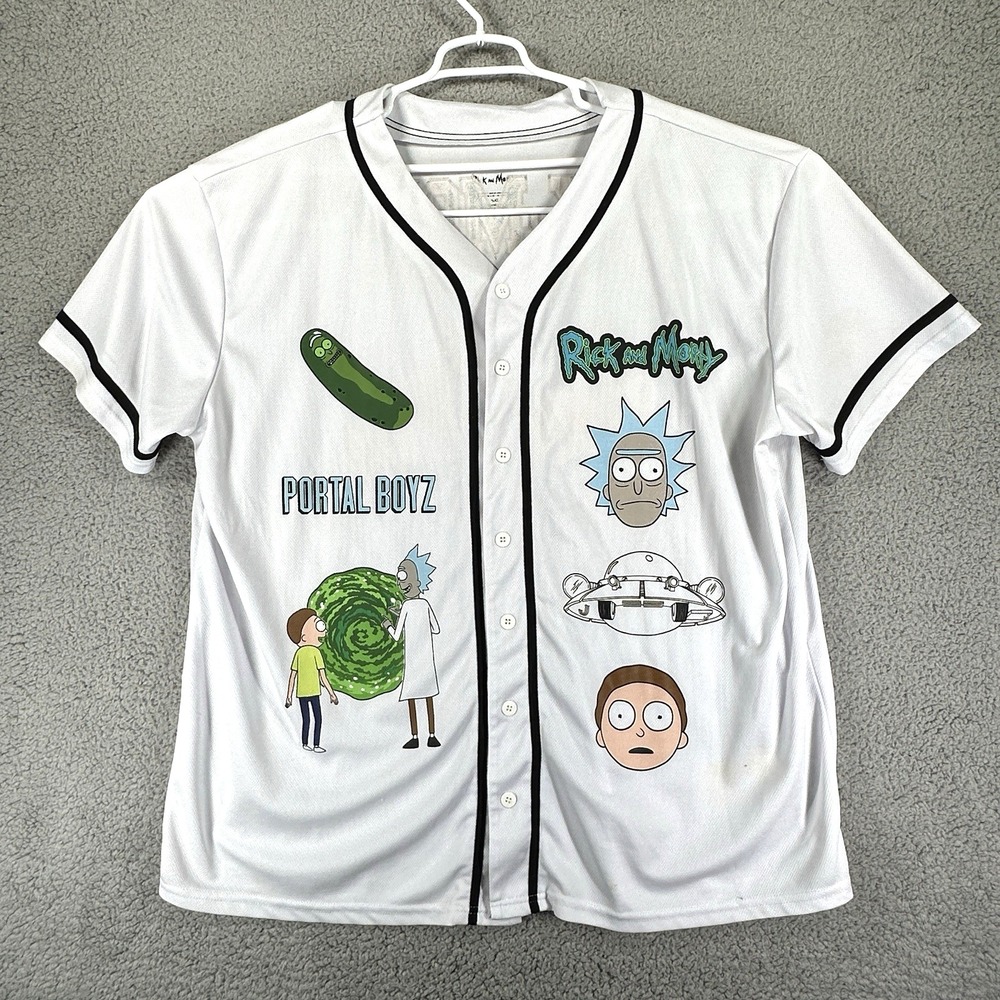 Rick & Morty Mens Baseball Jersey Print Front & Back Short Sleeve Sz 5XL